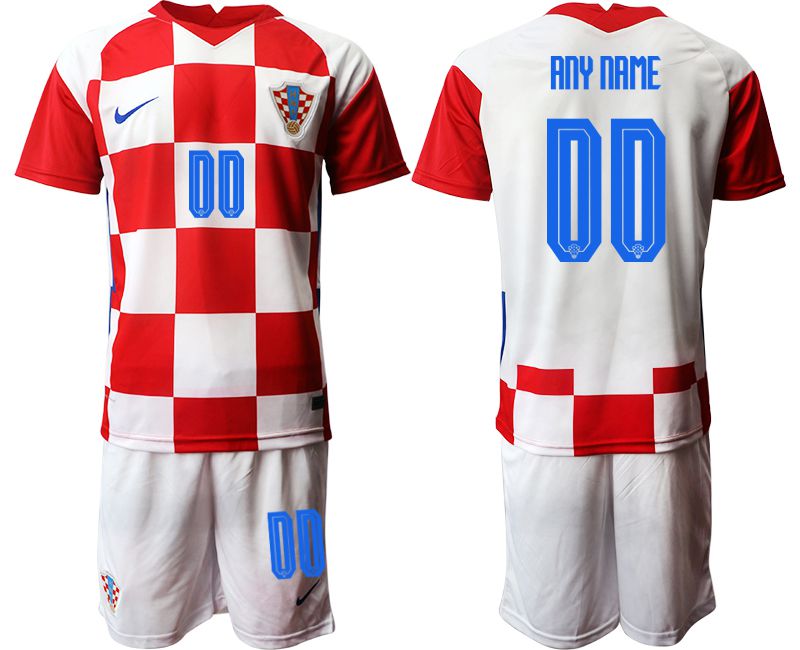 Men 2020-2021 European Cup Croatia home red customized Nike Soccer Jersey